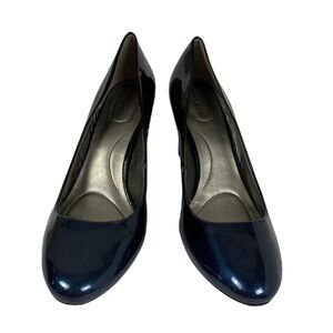 Bandolino Women’s Gorgeous Blue Patent Leather 4 Inch High Heels Size 9